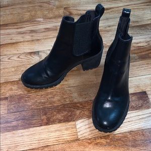 H&M Black Leather Heeled Bootie